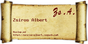 Zsiros Albert névjegykártya